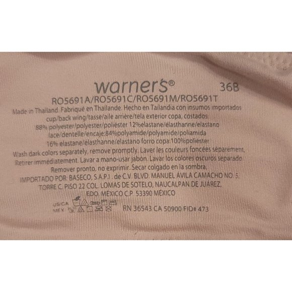 Warner’s Cloud 9 Wire Free Triangle Bra Nude 36B beige - Picture 6 of 6